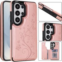 Case for Samsung Galaxy S26 Ultra S26 Plus S26 Flip Wallet Flower Cases Leather Stand with Card Holder, Double Magnetic Clasp