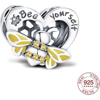 New Hot Sale Charms Bead 925 Sterling Silver Bee Yourself Bee Heart-shaped Charm Fit Bangle Bracelet Necklace DIY Jewelry