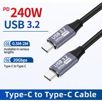 USB C Monitor Display Cable PD 240W USB C to Type C Fast Charging Cable 20Gbps Data Transfer USB C 3.2 Gen 2 Type-C Data Cord