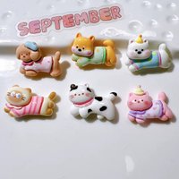 10Pcs Simulation Cartoon Animal Puppy, Cat Flat Back Resin Cabochons Scrapbooking DIY Jewelry Craft Decoration Accessorie
