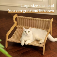 Summer Large 2-in-1 Sisal Cat Scratcher Bed Elevated Breathable Wooden Frame Cat Hammock Anti Scratch Rest Lounge Sofa