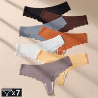 7PCS Sexy G-String Unterwäsche Weibliche Intime Solide Dessous Nahtlose Niedrigen Taille Unterhose Dame Bikini Panty Plus Größe XL-4XL