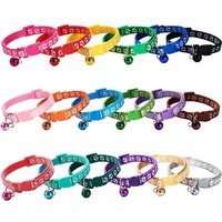 1/6/18pcs Pet Collar With Bell Footprints Colorful Dog, Dog, Cat Accessories Cat Collar Adjustable Bell Ring Necklace Pet
