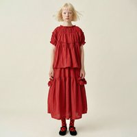 imakokoni Spring/Summer Original Artistic Elastic Waist Bow Middle Long Dress Women's Red Japanese Half Skirt 265485
