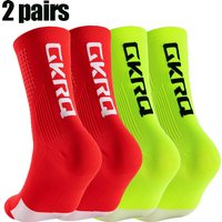 2 paires GKRQ nouvelles chaussettes de cyclisme vélo infirmière Compression vélo de route course vtt genou-haut blanc sport drôle marque noir
