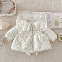 2024 Autumn Winter Toddler Baby Girls Warm Parkas Turn Down Collar Big Bow Kids Girls Fleece Lining Jacket Coat