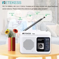 Retekess TR606 White Cassette Playback Radio FM/AM Portable Voice Recorder Support Built-in/External Microphone Recording USB C