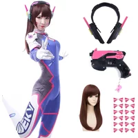 Anime Frau Overall Strumpfhosen Dva Cosplay Kostüm Spiel Zentai Perücke Cosplay Requisiten Kopfhörer Anzug D.Va Cos Party Halloween Kostüme