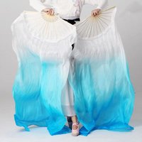 SN Dancing Fan Extended Floating Head Gradient Color Dance Fans Portable Belly Dance Fan Dance Performance Wedding Long Fans
