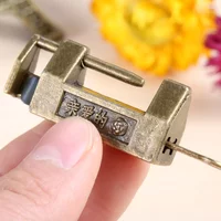 1pc Mini Zinc Alloy Chinese Vintage Antique Bronze Keyed Padlock Jewelry Box Cabinet Drawer Decorative Retro Lock 33*18mm