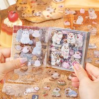 20/book PET stickers, woven cat story series, cow cat daily theme stickers