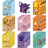8/16sheets Cute Pokemon Anime Pikachu Puzzle Stickers Make a Face DIY Funny Cartoon Assemble Jigsaw Decals Party Decoration Gift