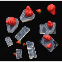 Mini 3D Strawberry Silicone Mold Resin Clay DIY Doll House Simulation Fruit/Dessert Miniature Food Toy Rapid Forming Tool
