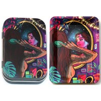2PCS/Set 18x12.5cm Tobacco Rolling Tray With Cigarette Case Rolling Tray Tinplate Box Pattern Metal Smoking Accessories