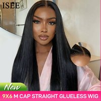 ISEE Hair Straight 9x6 M-cap Lace Front Wigs Pre Plucked Tiny Knots Glueless Human Hair Wigs Beginners Friendly Wear Can Go Wig