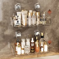 Bathroom Organizer Shower Suction Cup Shelf Basket Light Glacier Pattern Drain Shelves Wall Washroom Storage Rack Accessories
