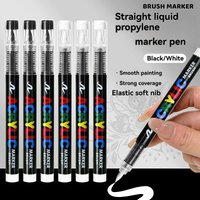 12 Colors Acrylic Paint Pen set Black and White Gold/silver Markers Acrylic Brush Tip Markers for Wood Rock Painting Canvas Gift