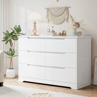 Dresser with 6 drawers, Bedroom Dresser, Dresser White with drawers for dining room, kitchen, living room, wood, modern image 3