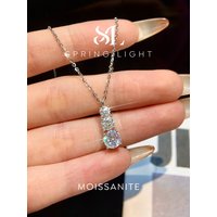 1.8CT Luxury Three Round Moissanite Diamond Necklace for Women 925 Sterling SilverEngagement Wedding Fine Jewelry