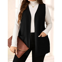 Plus Size Elegant Open-Front Cardigan Vest Jacket