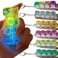 Decompression Four Key with LED Light Keyboard Fidget Toy Finger Pinching Decompression Toys Button Keychain