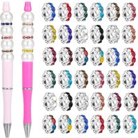 30pcs 12mm Rhinestone Alloy Spacers Colorful Wavy Beads For Jewelry Making, DIY Bracelet Necklace Craft Supplies Decorative