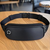 Black EVA Running Waist Pack with Zipper Closure - Durable, Adjustable Strap for Men and Women