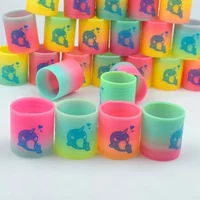 12/24pcs Rainbow Magic Springs Circle Toys Gradient Color Fingertip Coils Funny Kid Toy Halloween Party Favors Christmas Gift