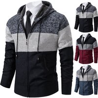 2023 new men's autumn and winter sweater coat trend color matching hooded sweater