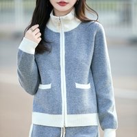 2025 new 100% pure wool knitting suit women's autumn and winter leisure fashion cardigan jacket shorts two-piece suit