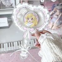 Sweet Lolita Cheer Stick Magnetic Acrylic Badge Holder, Kawaii Anime 58mm Round Brooch Display Wand for Goods Shooting Prop