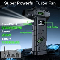 680000RPM Portable Violent Compressed Air Duster Turbo Fan Super Power with LED Light And LED Display For Car Snow PC Blower