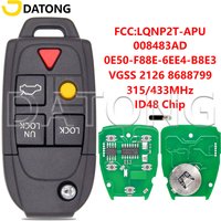 Datong World Zdalny kluczyk samochodowy do Volvo XC70 XC90 S60 S80 V70 2004-2015 ID48 Chip 315/433MHz 8688799 8688800 LQNP2T-APU