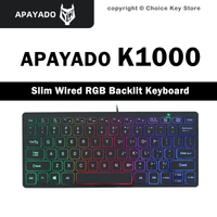 APAYADO K1000 Slim Wired Keyboard 78 Keys RGB Backlit Mini Keyboard Translucent Keycaps Quiet Portable For Office