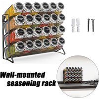 4-Tier Spice Rack Free standing Metal Kitchen Shelf Free Standing Counter Spice Organiser Metal Seasoning Bottle Organizer - Black Metal Wall Mount or Countertop Organizer, for Kitchen Countertop