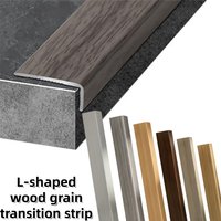1/4/8PCS Stair Nosing Edge Trim Wood Grain Stair Nose Transition Strip Metal Stair Edge Protector, L Molding Stair Treads