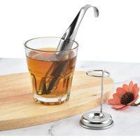 Portable Stainless Steel Tea Strainer Spoon with Long Handle Metal Loose Leaf Infuser Filter for Tea Cup Mug Kitchen Drinkware