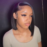 220% Density Bob Wigs Straight Glueless Human Hair Lace Front Wigs 13x4 Short Bob Brazilian Remy Hair Preplucked Lace Front Wigs