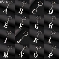 Charm New 26 Letter Stainless Steel Keychain for Men Women Punk Silver Color Alphabet Pendent Key Ring Fashion Jewelry Accessory