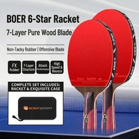Boer Six-Star Table Tennis Racket, High-Elastic Double-Sided Sticky Anti-Adhesive Table Tennis Racket + Portable Racket Bag Combination