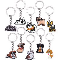 10Pcs Dog Keychain Silicone Keyring for Party Favors Birthday Party Return Gifts Pet Party Supplies Decorations
