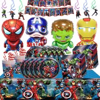 Super Hero Birthday Decorations The Avenger Balloon Disposable Party Tableware Tablecloth Plates Cups Banner Gift