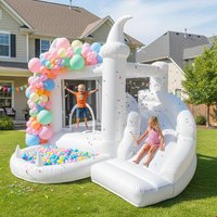 White Bounce House with Blower Kids Ball Pool Family Backyard Bouncy Castle Suitable for Birthady Events Parties Customization