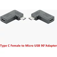 Left/Right Angle Micro USB Male to Type C Female Adapter 90 Degree Microusb to USBC Female Converter Data Sync Charge For phone