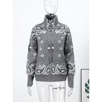 Casual Jacquard Cardigan for Women Loose Stand Collar Zipper Pockets All-match Female Sweater 2026 Spring Thick Warm Knitwear image 4