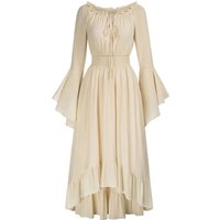 Girls' Vintage Solid Color Lace Collar Long Sleeve Dress Fashion Gothic Minimalism Elastic Waist Irregular Hem A-line Dress