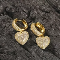 Huitan Noble Heart Drop Earrings for Women Romantic Dazzling Attractive Piercing Accessories Trendy Exquisite Wedding Jewelry