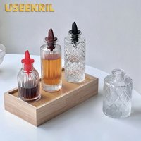 Embossed Glass Small Bottle With Lid Sauce Bottle Bitters Bottles Sweetener Dropper Bottles Condiment Bottle Kitchen Accessories