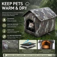 Outdoor Cat House Waterproof Windproof Insulated Warm Feral Stray Cat Shelter Foldable 600D Oxford Pet All Season Small Dog Bed