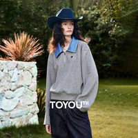 TOYOUTH Women Hoodies 2026 Autumn New Plaid Lapel Half Zip Loose College Style Pullover Tops